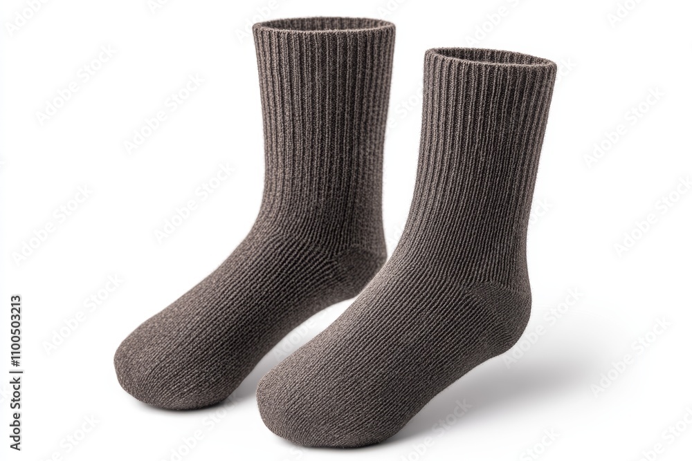 Two socks with a fuzzy texture and a gray color Two socks with a fuzzy texture and a gray color
