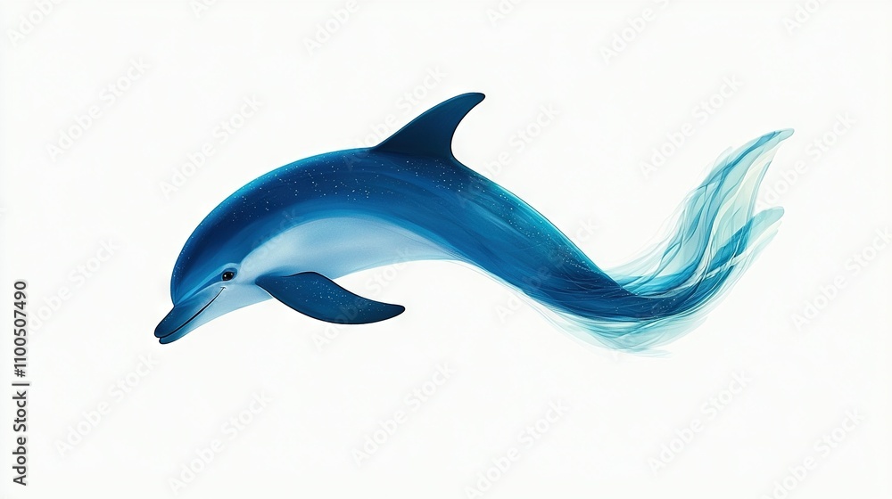 Obraz premium Picture of a flying dolphin with its open mouth and blowing tail