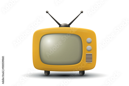 Vector 3D Realistic Retro TV Set Icon. Retro TV Symbol for Web, App, Logo, UI. Retro TV Design Template, Clipart, Illustration for Branding