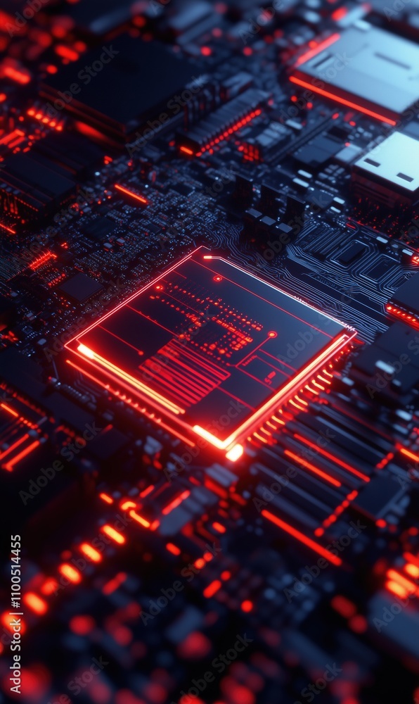 Glow-in-the-dark GPU on advanced motherboard Glow-in-the-dark GPU on advanced motherboard