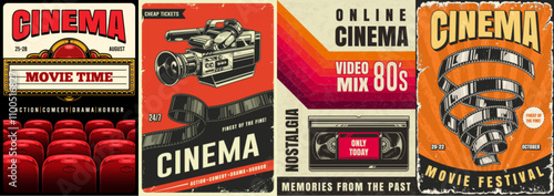 Retro cinema posters for movies/events