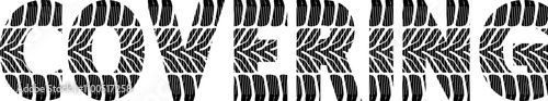 stylized word "covering" in shape tire tracks