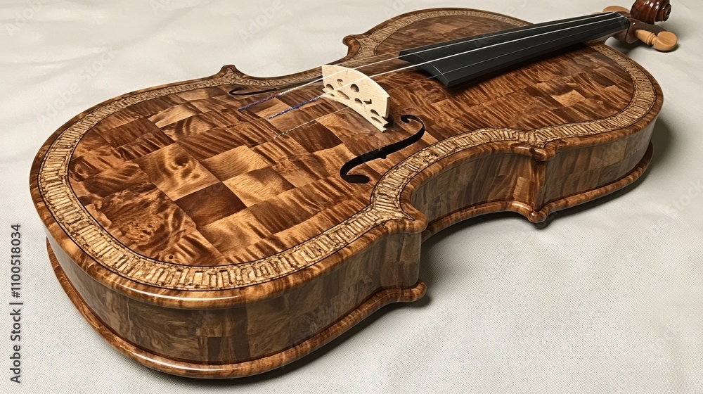 Obraz premium Exquisitely Crafted Violin with Intricate Wood Inlay