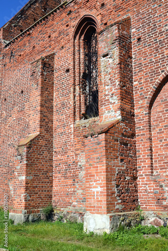 Fragment of the wall of the Church of St. Jacob (1360-1380). Znamensk, Kaliningrad Region photo