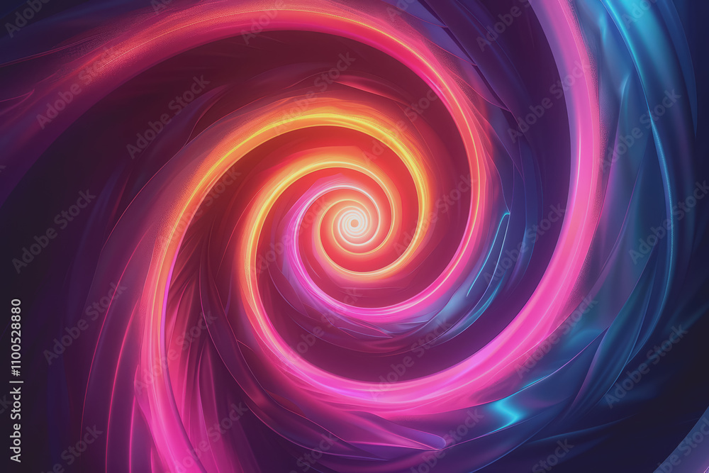 Obraz premium Abstract neon spiral with vibrant colors and glowing effects.
