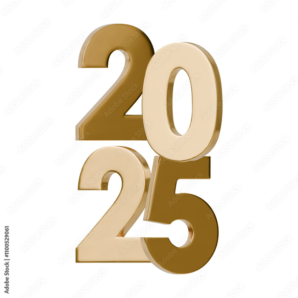 A composition with 3D elegant and modern gold numbers 2025. The golden hue perfect for New Year greeting cards, advertisements, or event decorations. Vector illustration isolated on a white background A composition with 3D elegant and modern gold numbers 2025. The golden hue perfect for New Year greeting cards, advertisements, or event decorations. Vector illustration isolated on a white background