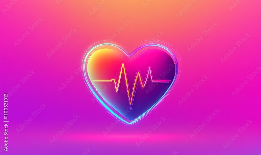 Heart Icon with Pulse Line on Gradient Background Heart Icon with Pulse Line on Gradient Background