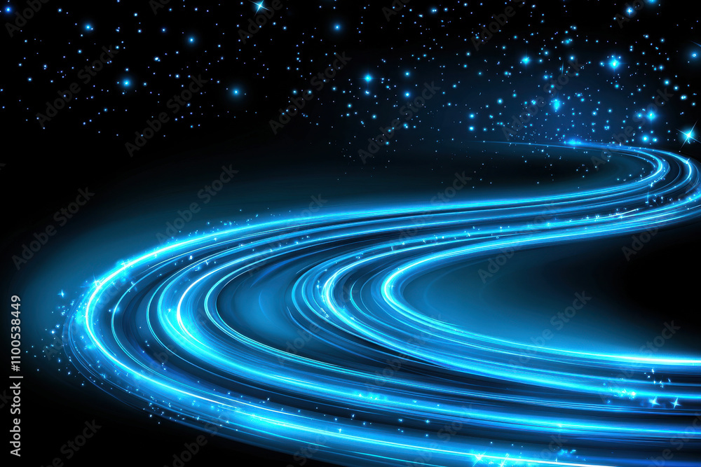 Futuristic glowing path under starry sky, symbolizing progress Futuristic glowing path under starry sky, symbolizing progress