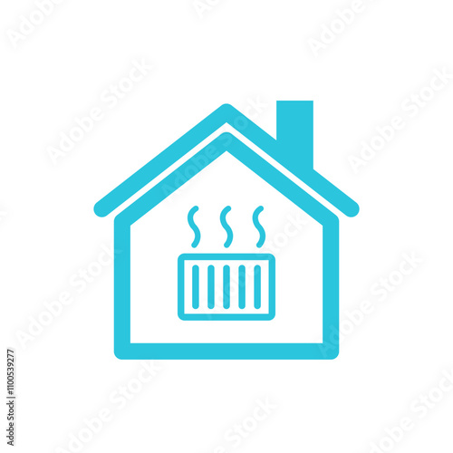 Home Radiator Central Heating Icon. Isolated on white background. Blue icon set.