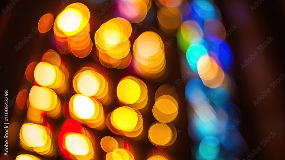 Fototapeta premium Abstract Blurred Lights in Orange, Yellow, and Blue