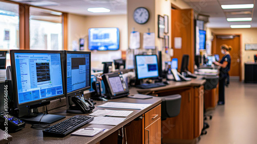 Wallpaper Mural A bustling nurse station filled with monitors and charts, where nurses are actively discussing patient care, creating a dynamic healthcare environment focused on collaboration and efficiency. Torontodigital.ca