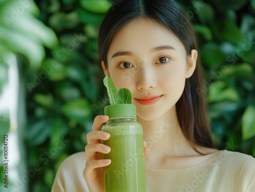 Fresh, Healthy Smoothie - Young Woman photo