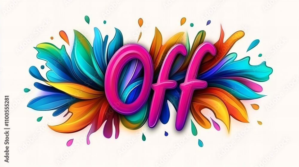 Obraz premium Vibrant and colorful design featuring the word 'Off' with flowing abstract shapes.