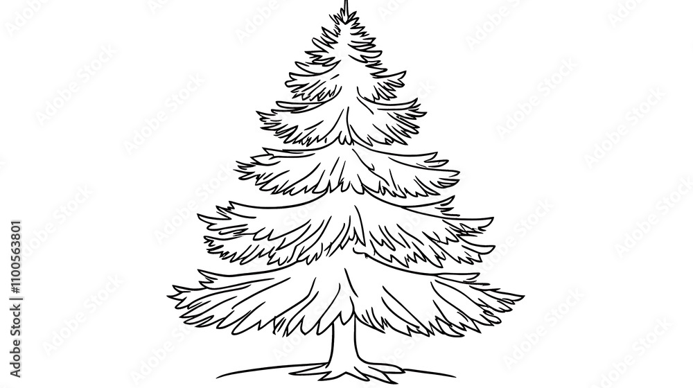 Obraz premium A playful and simple pine tree illustration for a coloring page.