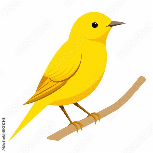A vibrant vector illustration of a Yellow Warbler bird singing cheerfully while perched on a tree branch, perfect for nature, wildlife, and bird-inspired creative projects.