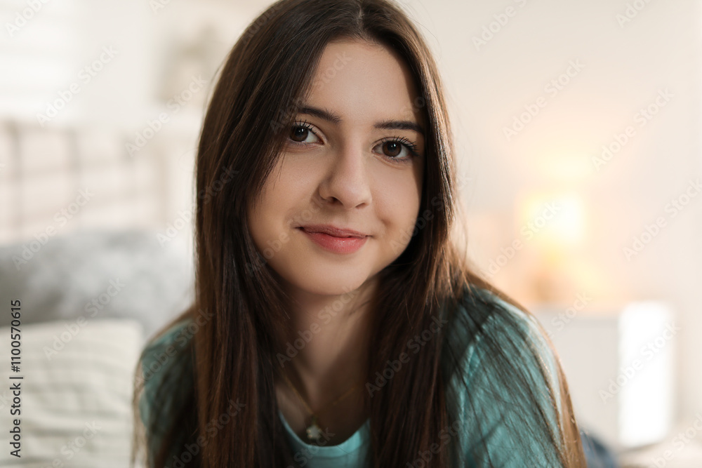 Portrait of beautiful teenage girl at home Portrait of beautiful teenage girl at home