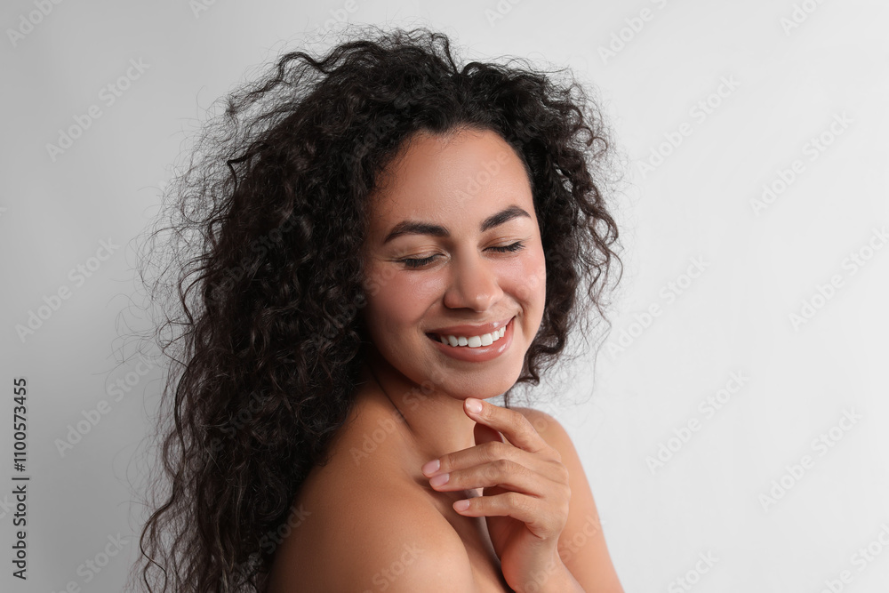 Fototapeta premium Cosmetology. Beautiful woman with perfect skin on white background