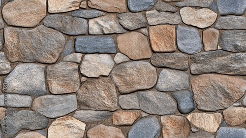 Detailed view of a seamless wall texture showcasing large rocks in shades of dark grey and brown, demonstrating high resolution and realism SEAMLESS PATTERN