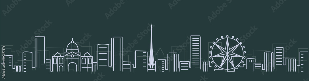 Obraz premium Melbourne Simple Lines Skyline on Dark Background