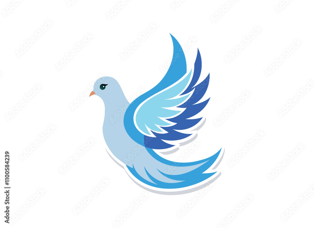 Fototapeta premium Blue Dove Illustration: Elegant Symbol of Peace and Freedom