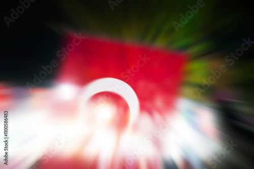 Turkish Flag in white lights, blurred illustration work