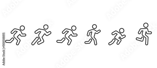 Man run icon, Running icon set. Run symbol set. Running fast and jogging to lose weight. Containing Runner Icon. Rush icon vector illustration in transparent background. Editable vector stroke. 