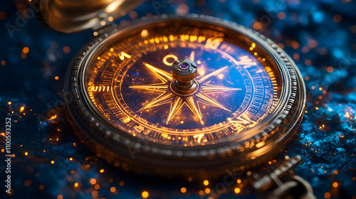 Wallpaper Mural Glowing Compass 3D Illustration Torontodigital.ca