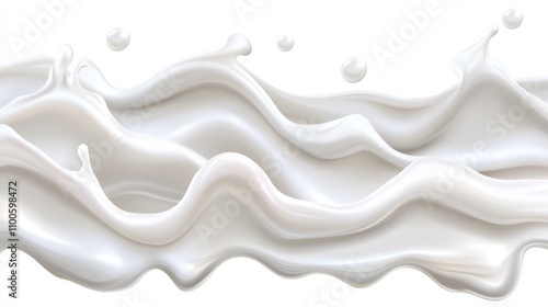 Milk splash seamless pattern. 3d realistic yogurt wave border isolated on white background. Vector milky package design