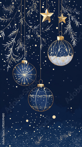 blue navy Christmas background with babbles photo