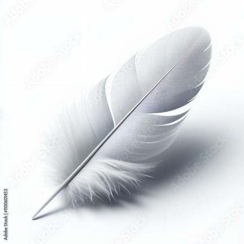 fotorealistic white feather on white background photo