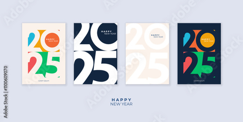 Cover design of 2025 happy new year. Strong typography. Colorful and easy to remember. Happy new year 2025 design poster.