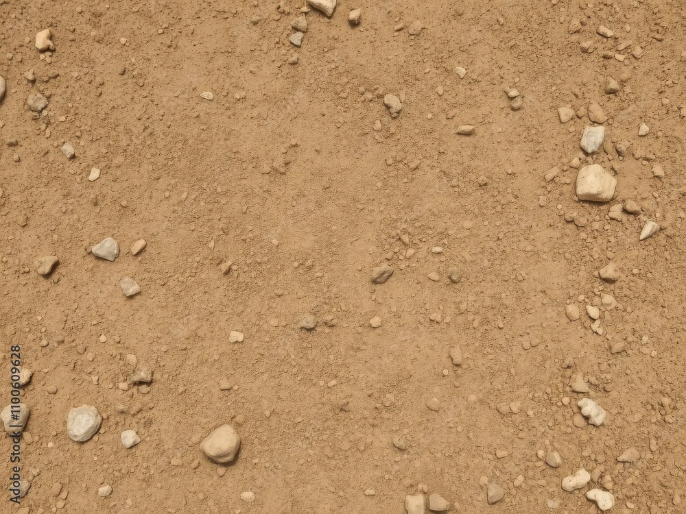 Fototapeta premium Rough and gritty dirt texture with natural earth tones and small rocks scattered throughout, rocks, gritty texture