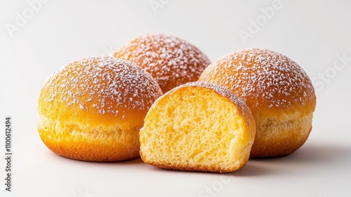 Wallpaper Mural Pumpkin-inspired buns with natural creases, golden color, fluffy interior peeking from cracks, isolated with sharp focus on a white background Torontodigital.ca