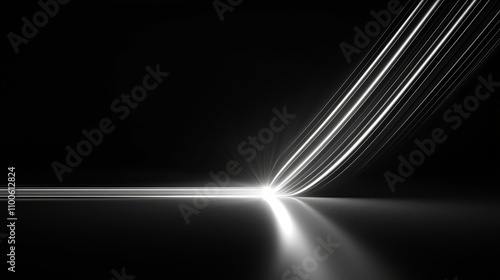 Razor-sharp light beam slicing through darkness, subtle glow around edges, evoking mystery in a pitch-black void