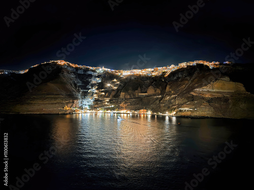 Fira at Night from the Sea