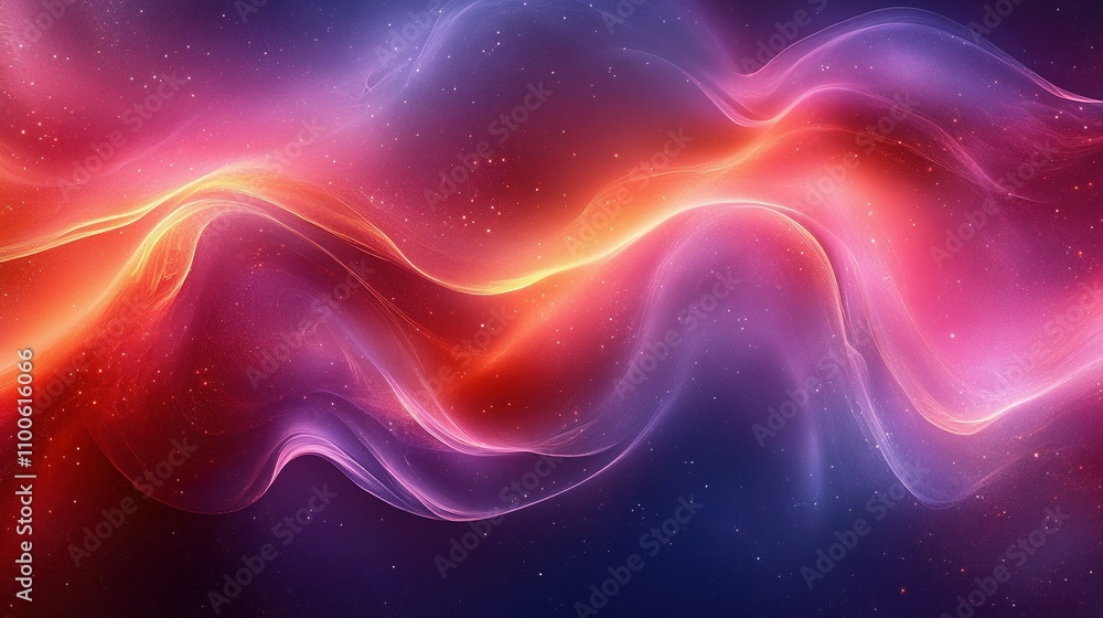 Obraz premium Abstract Cosmic Waves of Red Purple and Gold