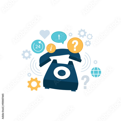 Live support concept. Business customer care service concept. Icon for contact us, support, help, phone call and website click. Flat vector illustration.