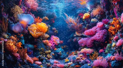 Wallpaper Mural Dreamlike representation of underwater world, surreal colors, whimsical forms, fantastical imagery Torontodigital.ca