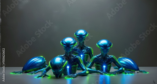 Silicon-based life forms humanoid beings with glowing green and blue textures