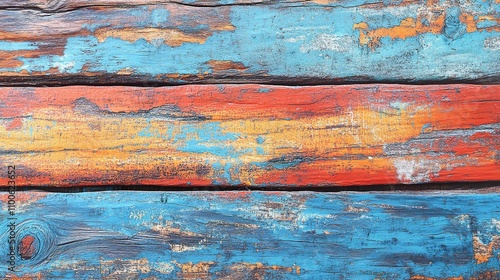 Colorful Vintage Wooden Plank Background with Distressed Texture photo