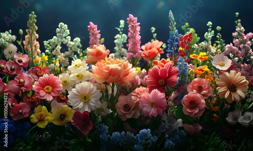 A garden showcasing a mix of seasonal flowers, capturing the essence of changing seasons