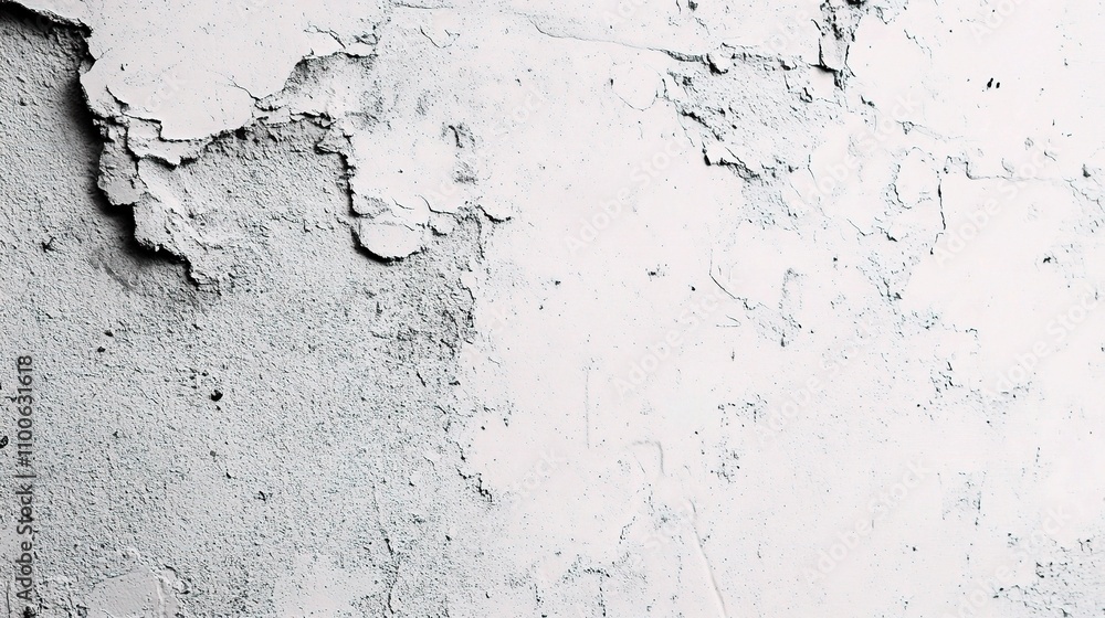 Fototapeta premium Textured White Wall with Cracked and Peeling Paint Detail