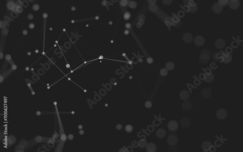 Abstract background. Molecules technology with polygonal shapes, connecting dots and lines. Connection structure. Big data visualization.