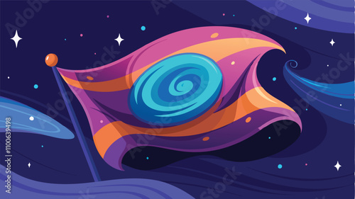 Wallpaper Mural Colorful vector illustration of a swirling flag waving in a starry galaxy setting during a serene cosmic evening Torontodigital.ca