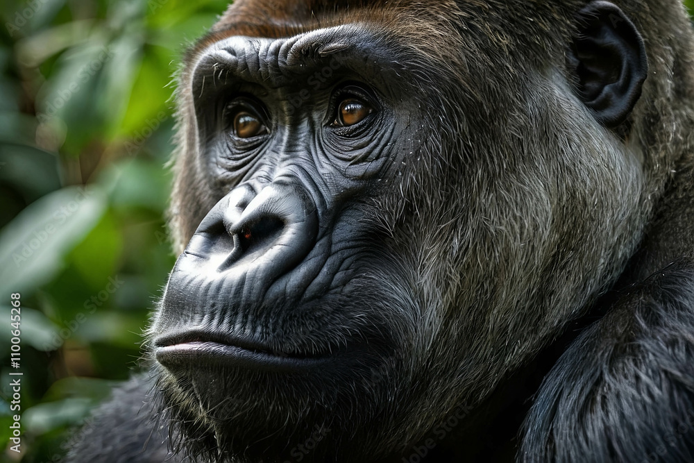 Naklejka premium A Gorilla in its natural environment