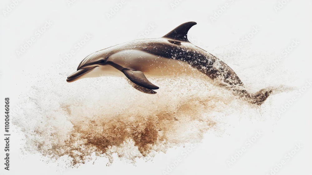 Fototapeta premium Dynamic Dolphin in Fluid Ocean Waves Artwork