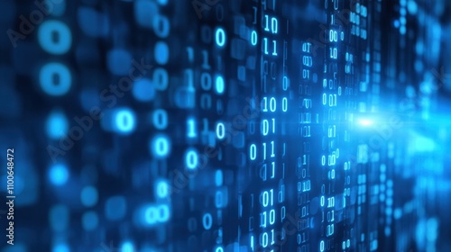 Wallpaper Mural Digital Data Stream with Binary Code in Blue Colorful Background Torontodigital.ca