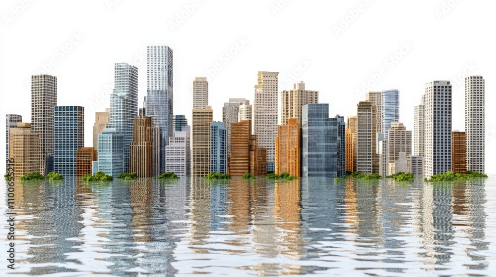 Fototapeta premium Miniature Urban Area with Climate Impact Visualization