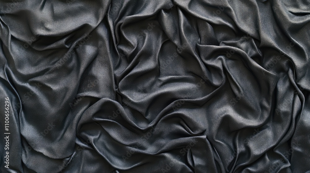Fototapeta premium Smooth Black Fabric Texture with Elegant Draped Design