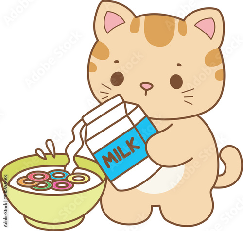 Illustration of cute kitty icon.
Funny cat in daily activities elements.
